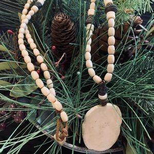 Vintage Alaska Inuit Baleen and Walrus Tusk Necklace